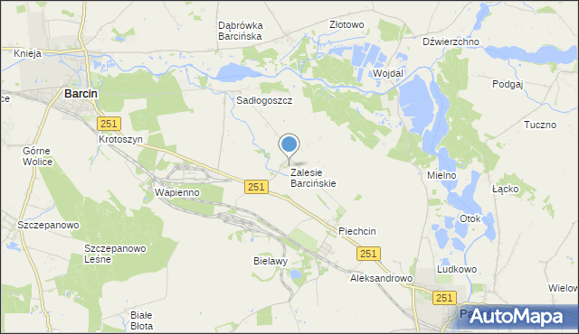 mapa Zalesie Barcińskie, Zalesie Barcińskie na mapie Targeo